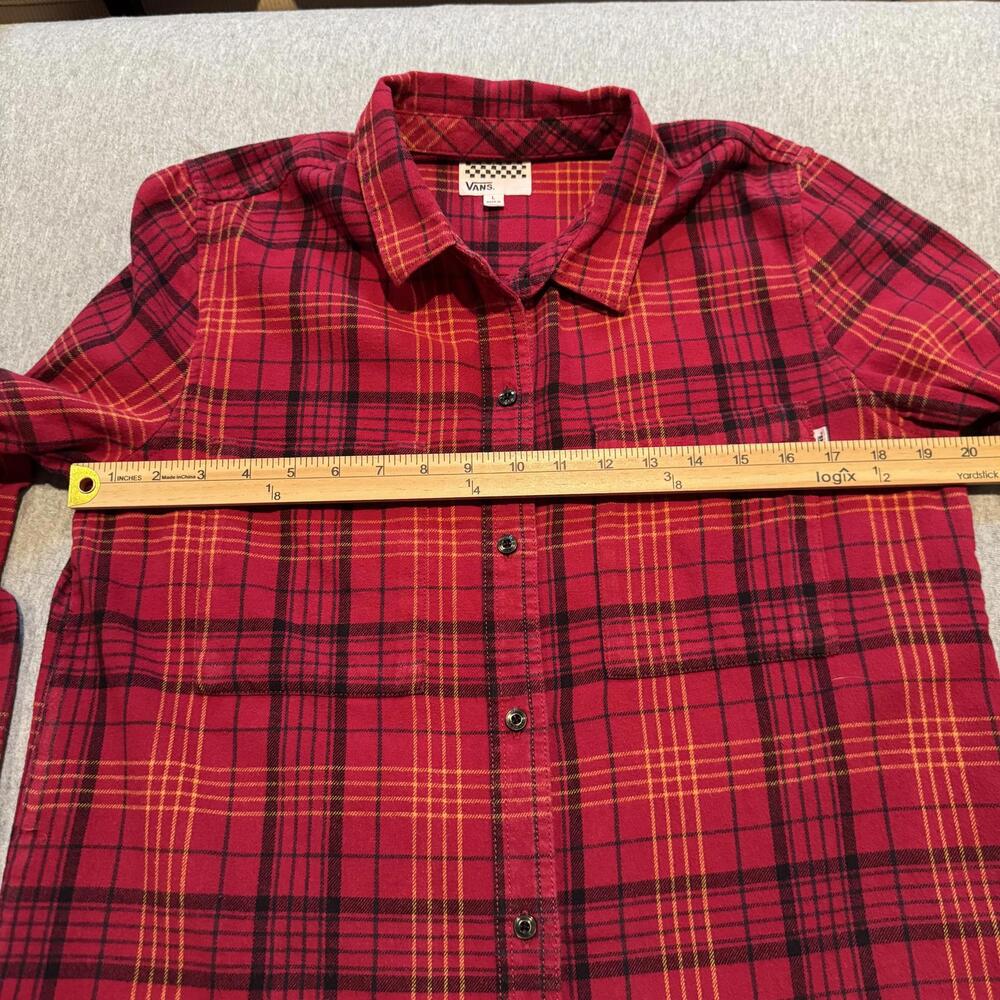 Vans Red Plaid Button-Up Flannel Casual Shirt - Men's Large - Picture 10 of 12